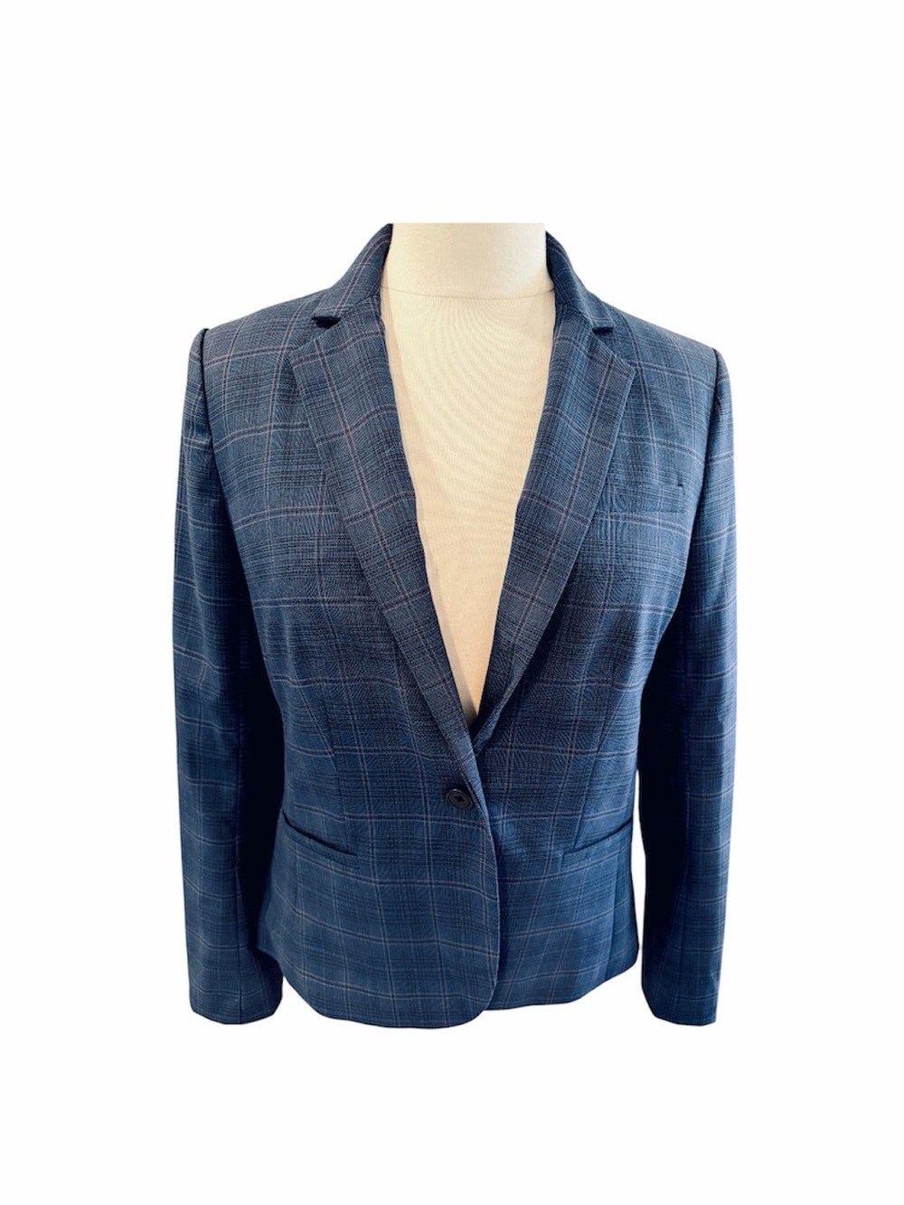 Banana Republic Blue Plaid Single-Button Blazer